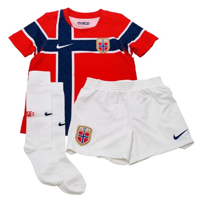 2026 Norway Home Kid's Soccer Kit World Cup Replica Jersey