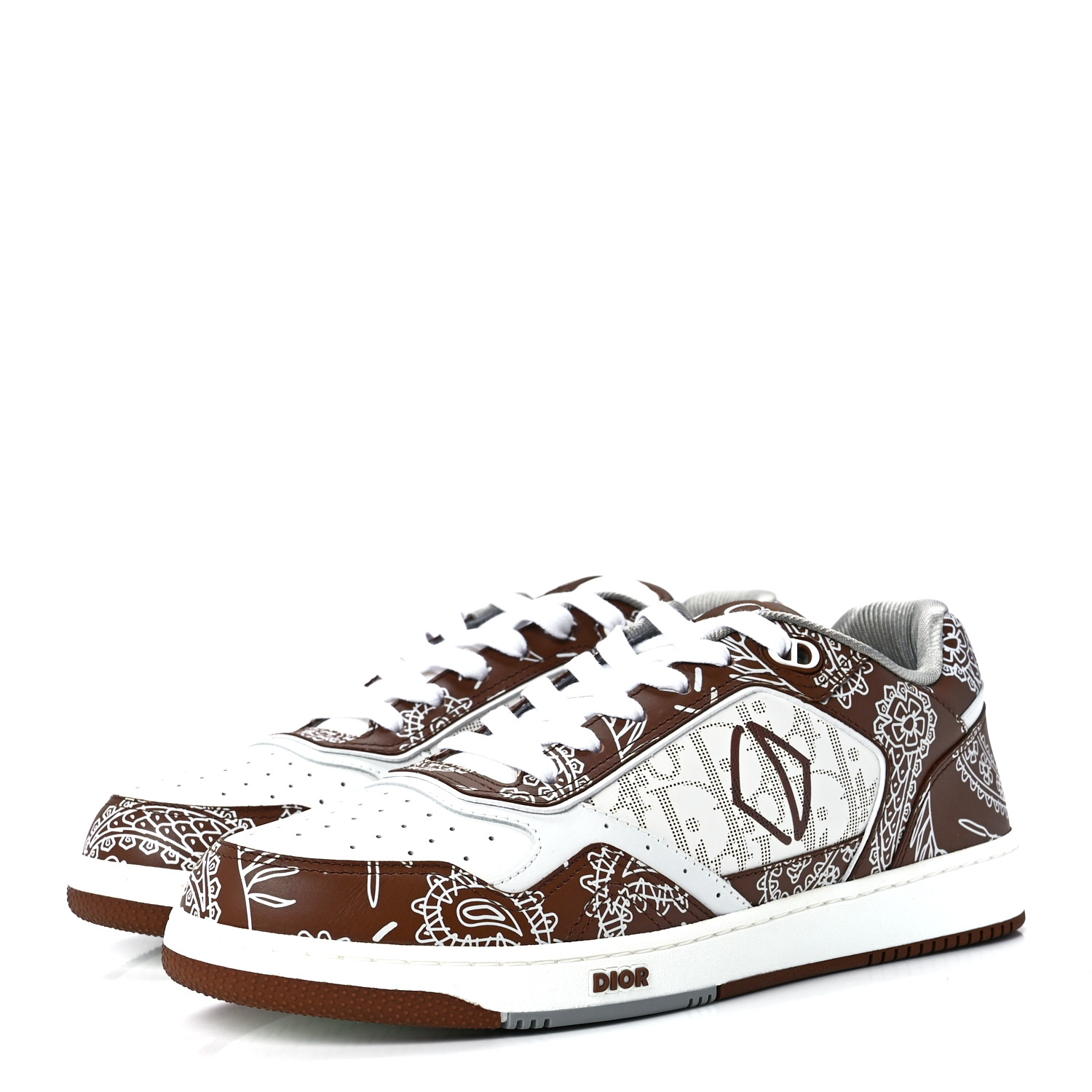 CHRISTIAN DIOR Smooth Calfskin Oblique Paisley Mens B27 Low Top Sneakers 43 Coffee White CHRISTIAN DIOR Smooth Calfskin Oblique Paisley Mens B27 Low Top Sneakers 43 Coffee White