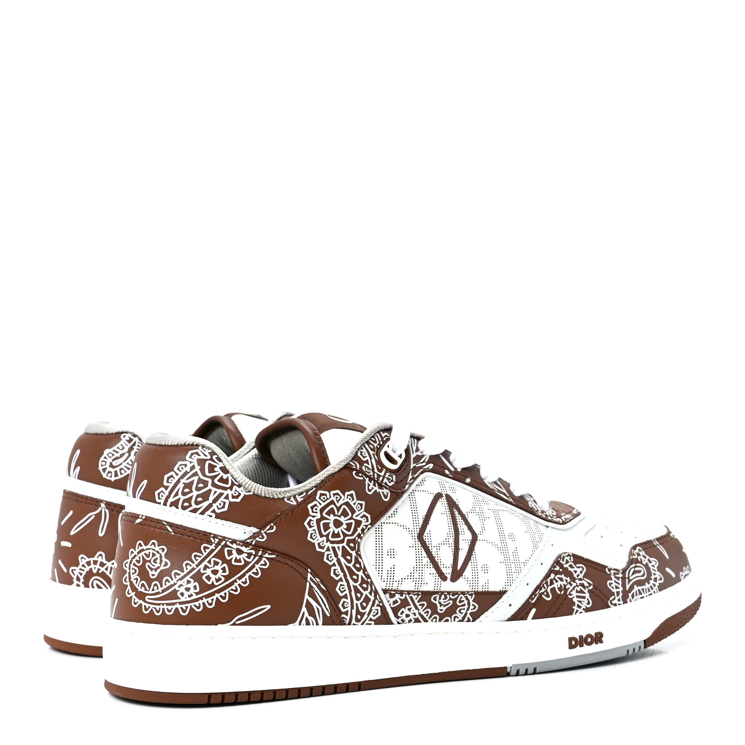 CHRISTIAN DIOR Smooth Calfskin Oblique Paisley Mens B27 Low Top Sneakers 43 Coffee White CHRISTIAN DIOR Smooth Calfskin Oblique Paisley Mens B27 Low Top Sneakers 43 Coffee White
