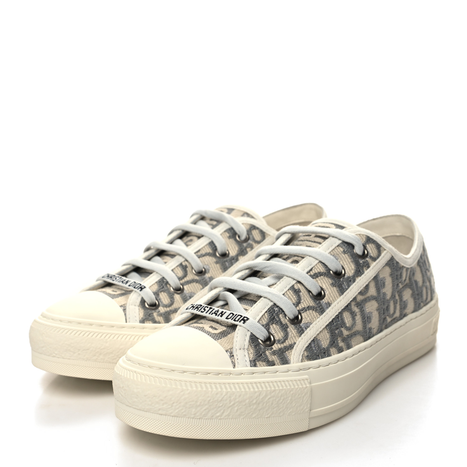 CHRISTIAN DIOR Canvas Oblique Walk Dior Low Top Sneakers 38.5 Grey Stone CHRISTIAN DIOR Canvas Oblique Walk Dior Low Top Sneakers 38.5 Grey Stone