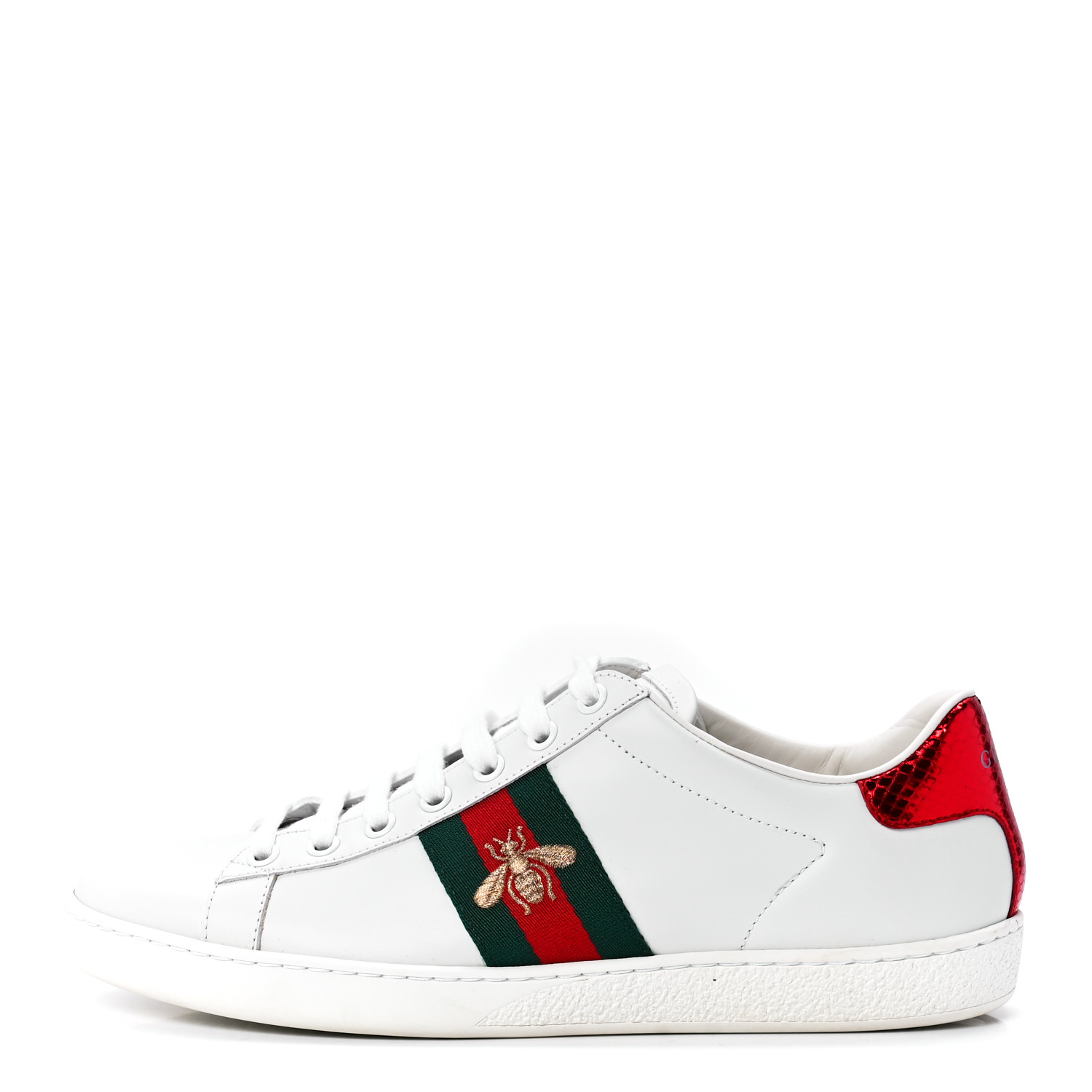 GUCCI Calfskin Ayers Bee Embroidered Womens Ace Sneakers 38 White Green GUCCI Calfskin Ayers Bee Embroidered Womens Ace Sneakers 38 White Green