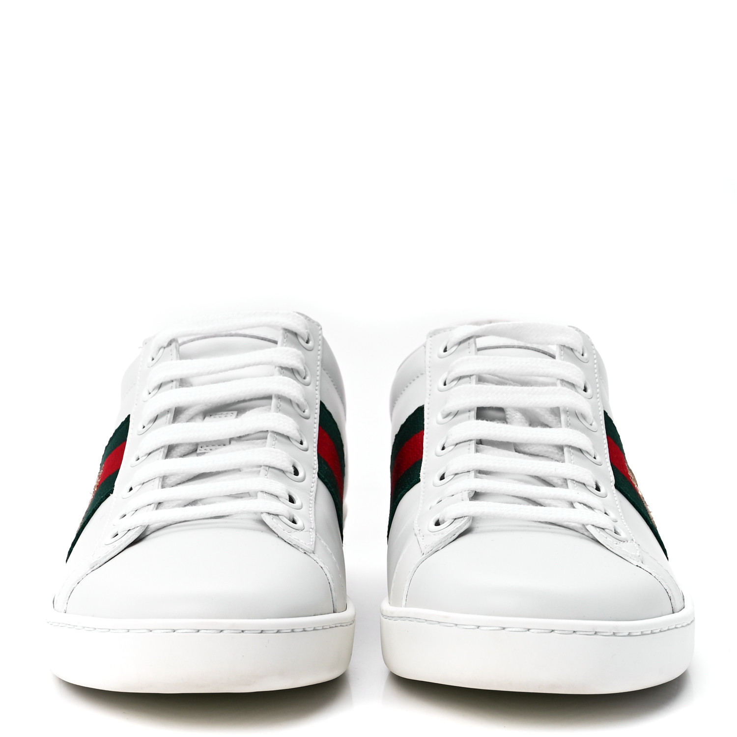 GUCCI Calfskin Ayers Bee Embroidered Womens Ace Sneakers 38 White Green GUCCI Calfskin Ayers Bee Embroidered Womens Ace Sneakers 38 White Green